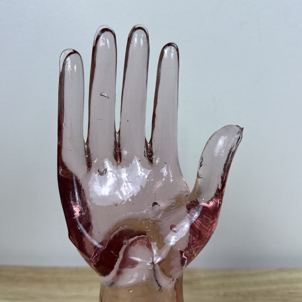 Vintage Baby Pink Depression Glass Hand Ring Mannequin Display 8” - Picture 7 of 8